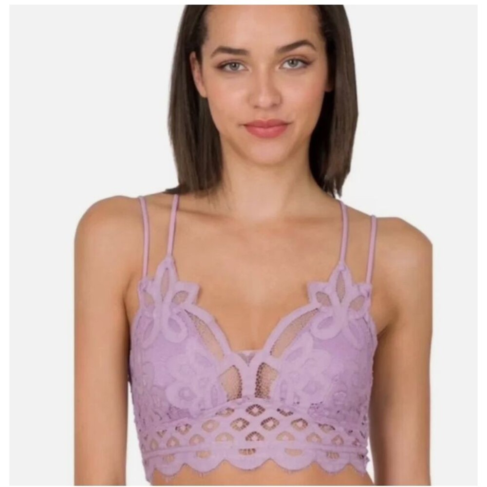 Zenana Floral Lace Bralette Purple Longline Removable Pads Boho S New